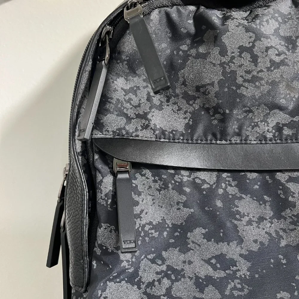 TUMI Dalston Massie Black Camo Nylon and Leather Laptop Backpack